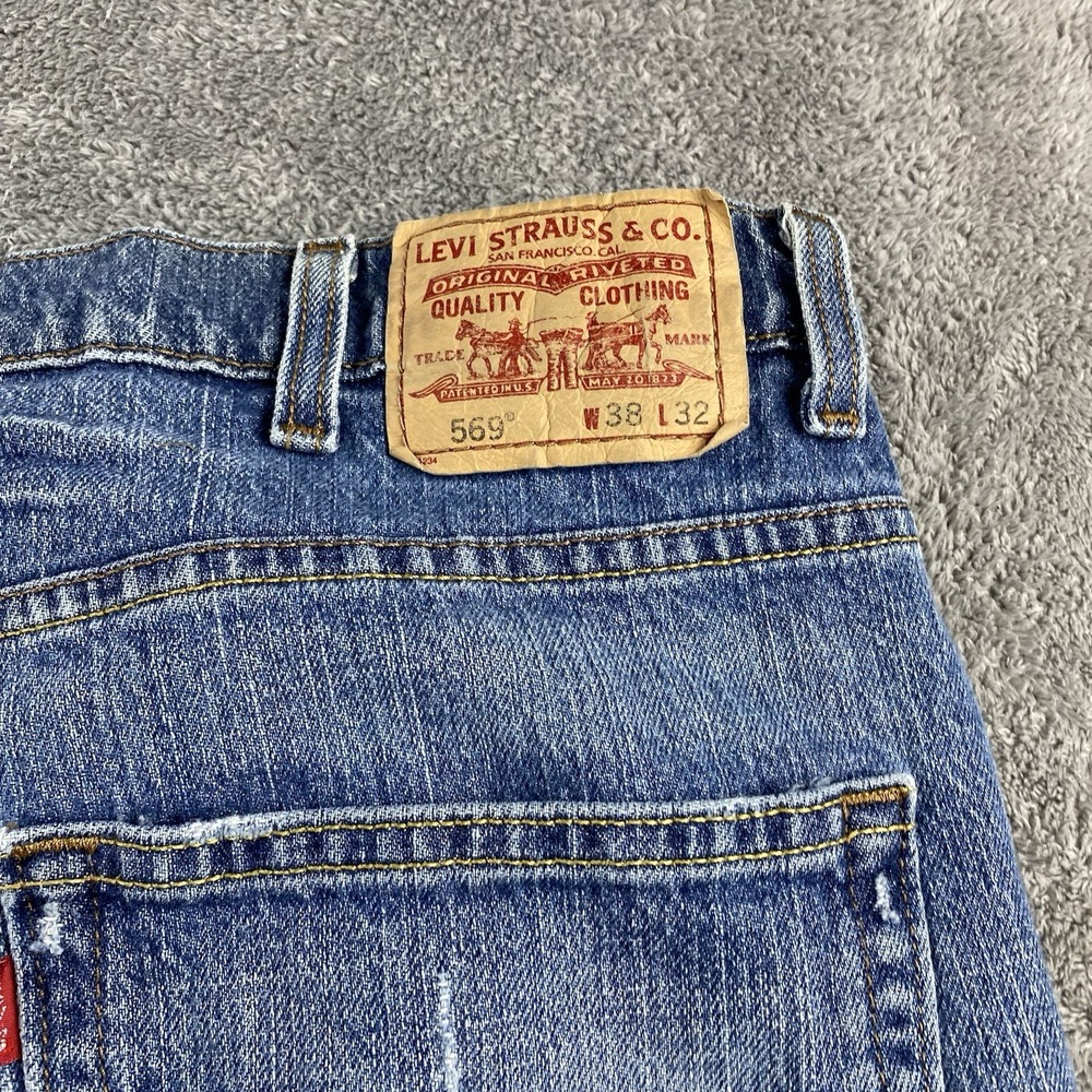 Levis 569 Loose Straight Jeans Mens 38x29 Blue Mid Rise Medium Wash - Picture 16 of 16